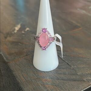 Always So Chic lab created Rose Quartz on Rhodium plating
